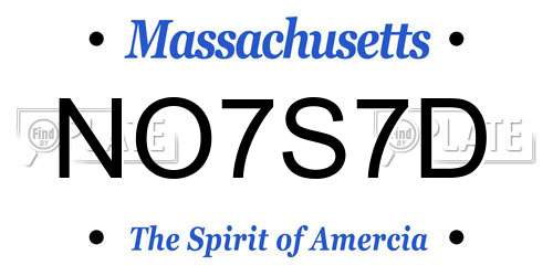 NO7S7D Massachusetts License Plate