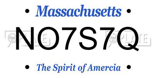 NO7S7Q Massachusetts License Plate