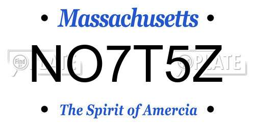 NO7T5Z Massachusetts License Plate