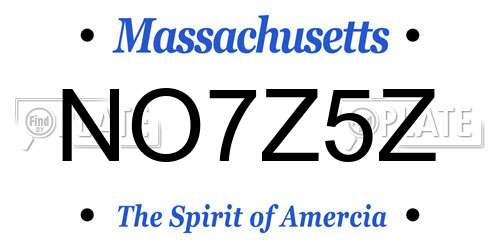 NO7Z5Z Massachusetts License Plate