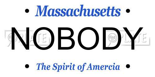 NOBODY Massachusetts License Plate