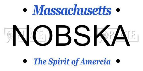 NOBSKA Massachusetts License Plate