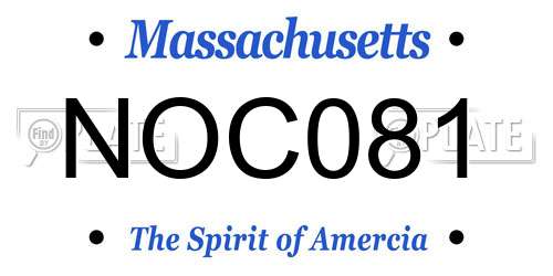 NOC081 Massachusetts License Plate