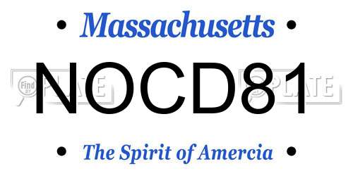 NOCD81 Massachusetts License Plate