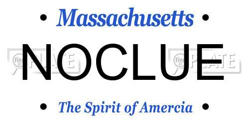 NOCLUE Massachusetts License Plate