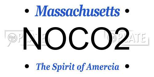 NOCO2 Massachusetts License Plate