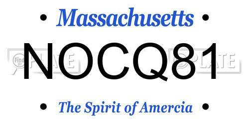 NOCQ81 Massachusetts License Plate
