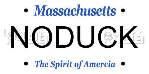 NODUCK Massachusetts License Plate