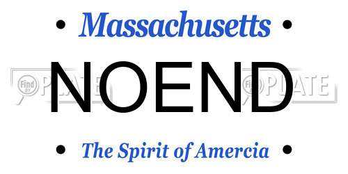 NOEND Massachusetts License Plate