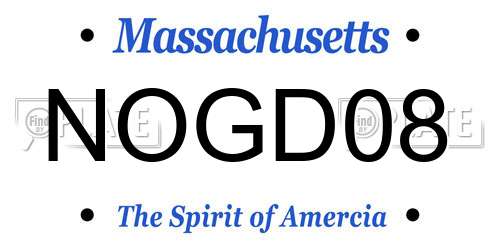 NOGD08 Massachusetts License Plate