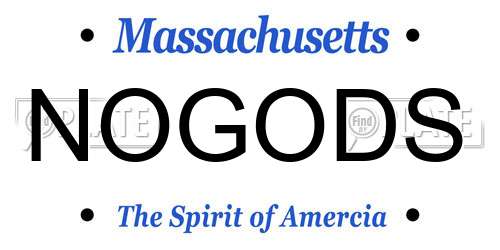 NOGODS Massachusetts License Plate