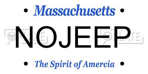 NOJEEP Massachusetts License Plate