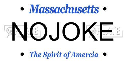 NOJOKE Massachusetts License Plate