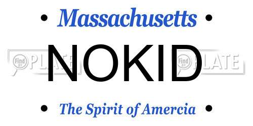 NOKID Massachusetts License Plate