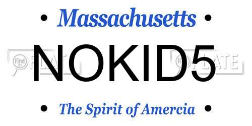 NOKID5 Massachusetts License Plate