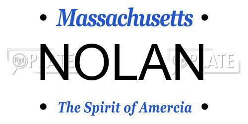 NOLAN Massachusetts License Plate
