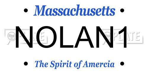 NOLAN1 Massachusetts License Plate