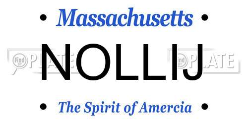 NOLLIJ Massachusetts License Plate
