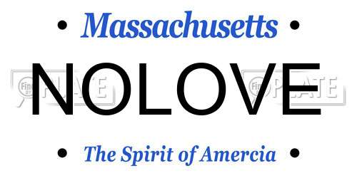 NOLOVE Massachusetts License Plate