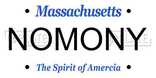 NOMONY Massachusetts License Plate