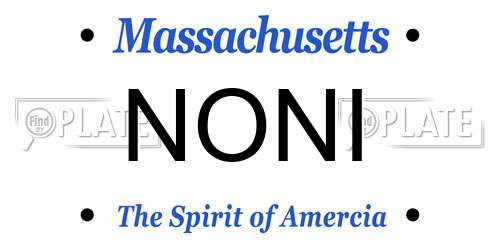 NONI Massachusetts License Plate