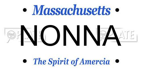 NONNA Massachusetts License Plate