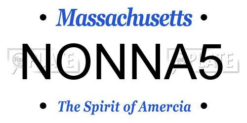 NONNA5 Massachusetts License Plate