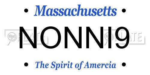 NONNI9 Massachusetts License Plate