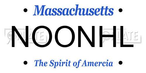 NOONHL Massachusetts License Plate