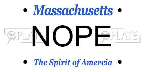 NOPE Massachusetts License Plate