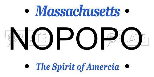 NOPOPO Massachusetts License Plate