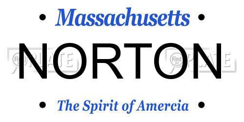 NORTON Massachusetts License Plate