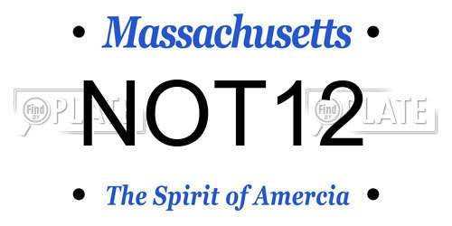 NOT12 Massachusetts License Plate