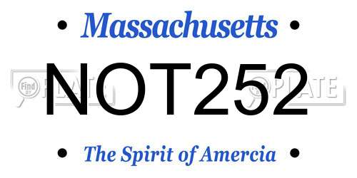 NOT252 Massachusetts License Plate