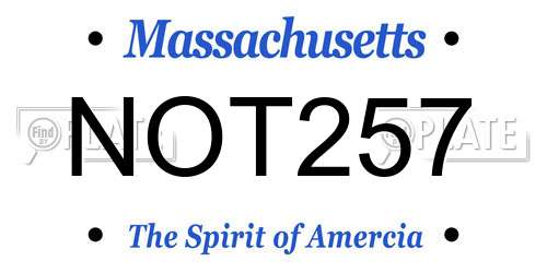 NOT257 Massachusetts License Plate
