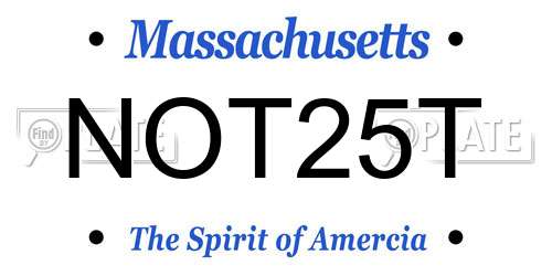 NOT25T Massachusetts License Plate