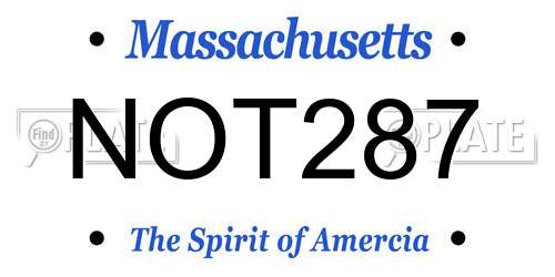 NOT287 Massachusetts License Plate