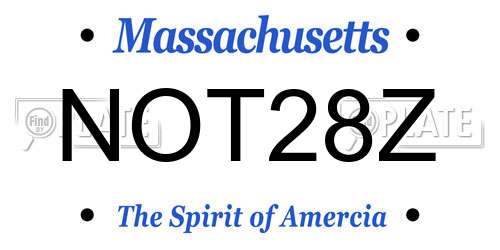 NOT28Z Massachusetts License Plate