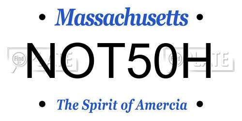 NOT50H Massachusetts License Plate
