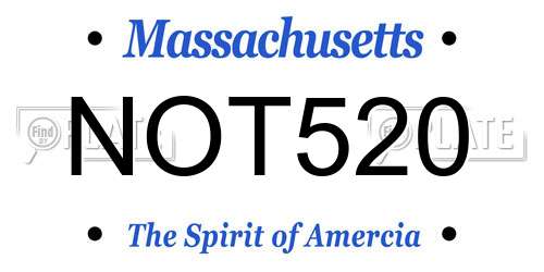 NOT520 Massachusetts License Plate