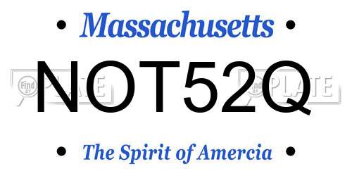 NOT52Q Massachusetts License Plate