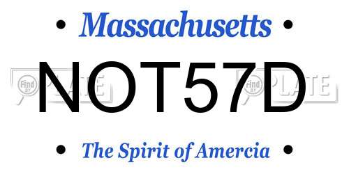 NOT57D Massachusetts License Plate