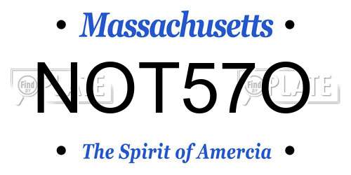 NOT57O Massachusetts License Plate
