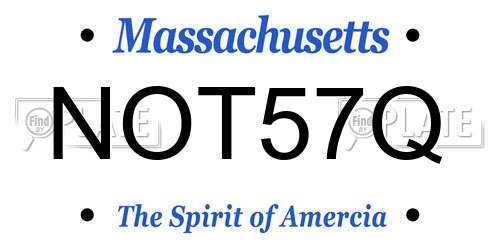 NOT57Q Massachusetts License Plate