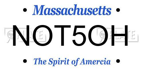NOT5OH Massachusetts License Plate
