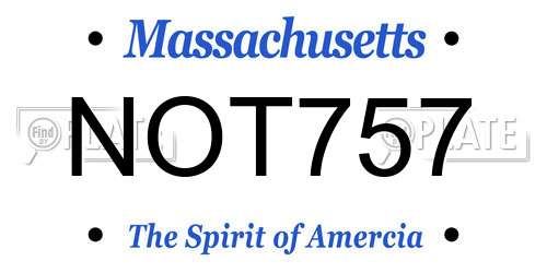 NOT757 Massachusetts License Plate