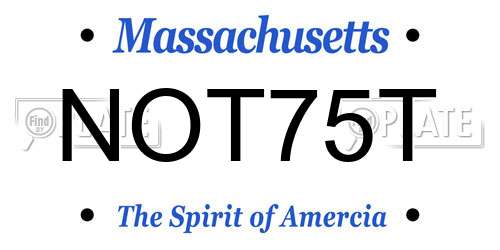 NOT75T Massachusetts License Plate