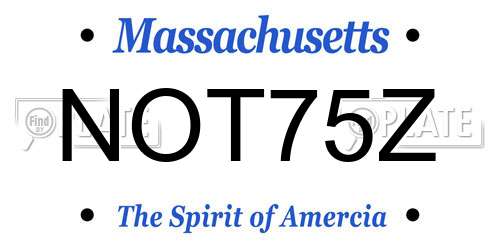 NOT75Z Massachusetts License Plate