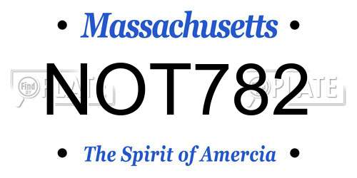 NOT782 Massachusetts License Plate