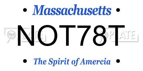 NOT78T Massachusetts License Plate